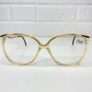 Vintage Luxottica Yellow Clear Eyeglasses Sunglasses Frames Round Full Rim H2699